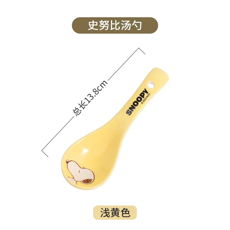 Snoopy Spoon Cartoon Ceramics Spoon Cute Child Snoopy Tableware Spoon Gift Girl Drink Porridge Spoon Hanging Hole Wholesale
