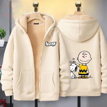 Women Zip Cartoon Sweatshirt Snoopy Hoodie