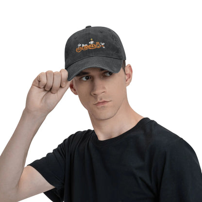 Black Halloween Pumpkin Washed Snoopy Hat