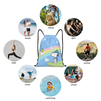 Snoopy Backpack Drawstring Sack Christmas Polyester