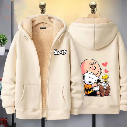 Women Zip Cartoon Sweatshirt Snoopy Hoodie