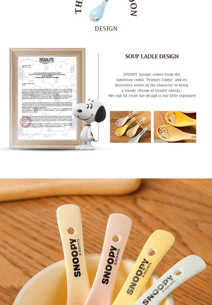 Snoopy Spoon Cartoon Ceramics Spoon Cute Child Snoopy Tableware Spoon Gift Girl Drink Porridge Spoon Hanging Hole Wholesale