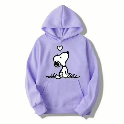 Unisex Fleece Hooded Sweatshirt Pullover Snoopy Hoodie