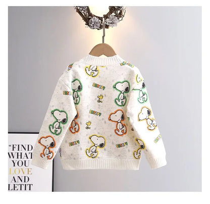 Kids Snoopy Knit Cardigan Winter Snoopy Stuffed Sweatshirt