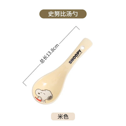 Snoopy Spoon Cartoon Ceramics Spoon Cute Child Snoopy Tableware Spoon Gift Girl Drink Porridge Spoon Hanging Hole Wholesale