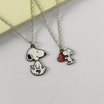 2pcs/set Cartoon Snoopy Necklace Phone Chain Set Anime Action Figures Q Figurals Necklace Decoration Birthday Christmas Gifts