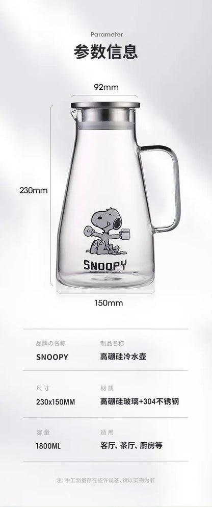 1500 ml Glass Water Jug Snoopy Cup