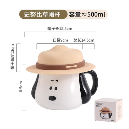 500ml Straw Hat Ceramic Mug Snoopy Cup