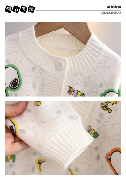 Kids Snoopy Knit Cardigan Winter Snoopy Stuffed Sweatshirt