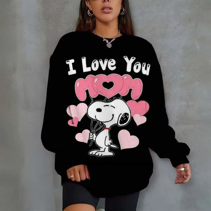 Women Oversized Hoodie O-Neck Snoopy Hoodie