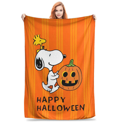 Halloween Pumpkin Cartoon Throw Blanket Snoopy Blanket