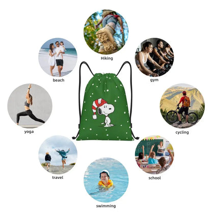 Snoopy Backpack Drawstring Sack Christmas Polyester