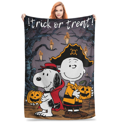 Halloween Pumpkin Cartoon Throw Blanket Snoopy Blanket