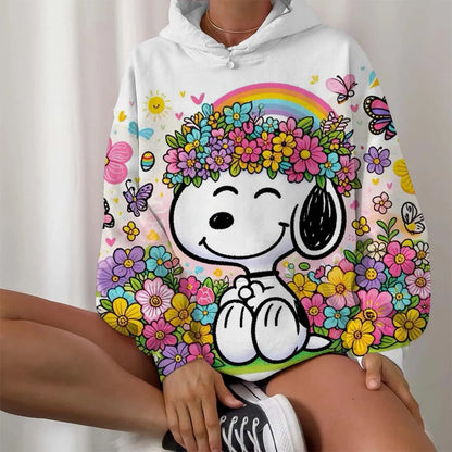 Casual Women Round Neck Snoopy Hoodie