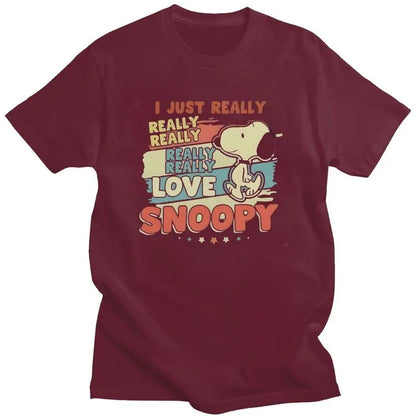 Custom Cute Cartoon Tee For Men Cotton Snoopy Shirt