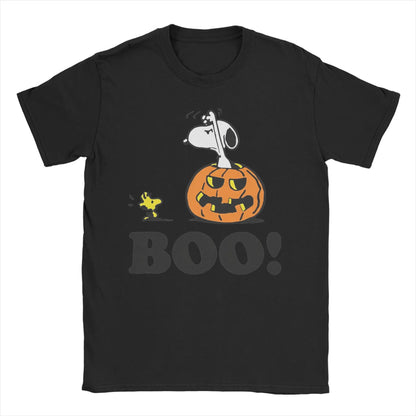 Halloween Pumpkin "Boo!" Graphic Cotton Tee Unisex Snoopy Shirt