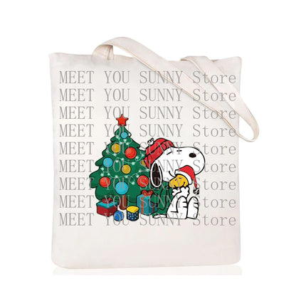 Snoopy Backpack Cartoon Christmas Canvas Tote Large