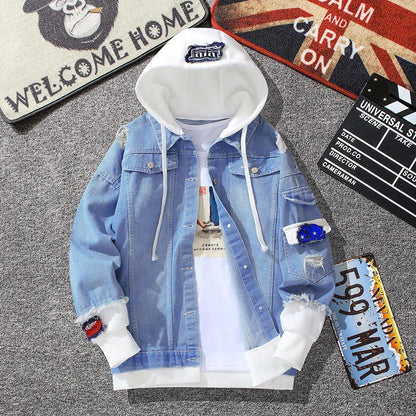 Denim Hooded Jacket Drawstring Retro Jean Snoopy Hoodie