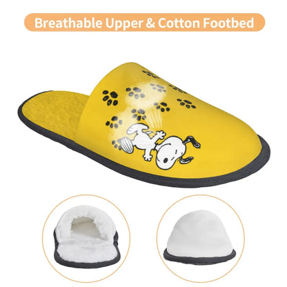 Memory Foam Dog Paw Print Slippers Women Snoopy Slippers