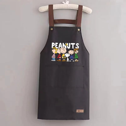 Snoopys Kitchen Apron Waterproof Ladies Men Home Apron Wipeable Oil Resistant Baking Barbecue Restaurant Cafe Aprons Kawaii Gift