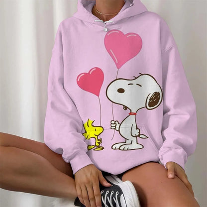 Casual Women Round Neck Snoopy Hoodie