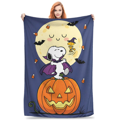 Halloween Pumpkin Cartoon Throw Blanket 50x60 Snoopy Blanket