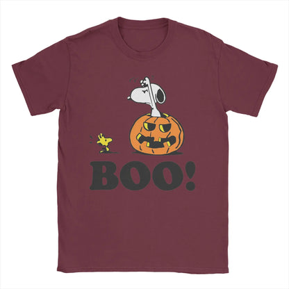 Halloween Pumpkin "Boo!" Graphic Cotton Tee Unisex Snoopy Shirt