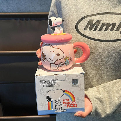 2025 New Ceramic Mug With Straw Snoopy Cup
