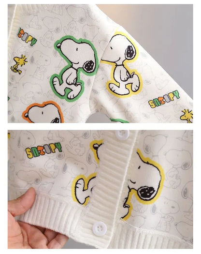 Kids Snoopy Knit Cardigan Winter Snoopy Stuffed Sweatshirt
