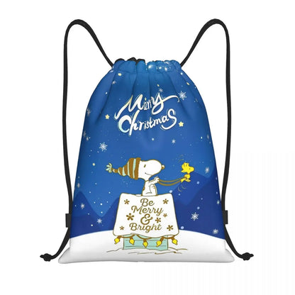 Snoopy Backpack Drawstring Sack Christmas Polyester