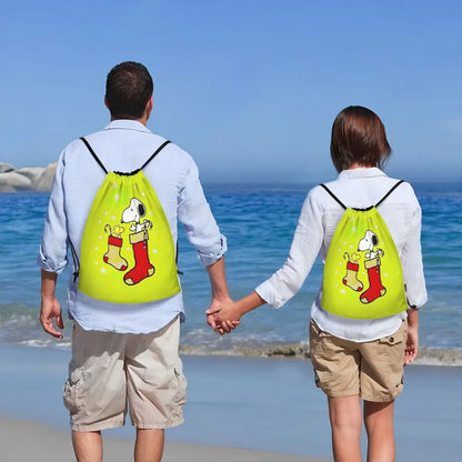Snoopy Backpack Drawstring Sack Christmas Polyester