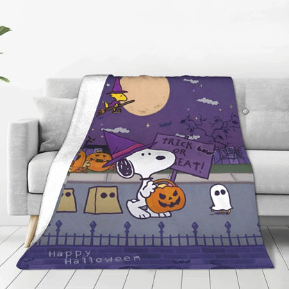Halloween Pumpkin Cartoon Throw Blanket Snoopy Blanket