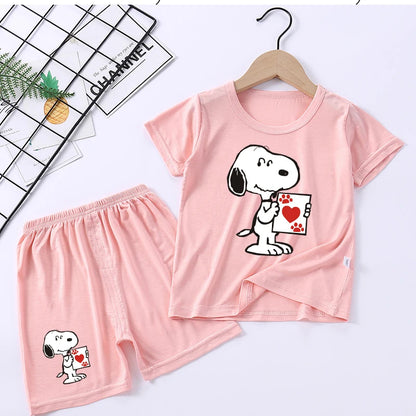 Kids Modal Pajama Set 2PC Tops Shorts Snoopy Pyjama