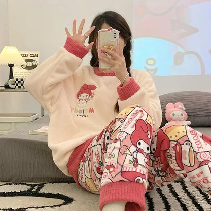 Flannel Pajama Set Kawaii Snoopy Pyjama