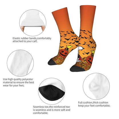 Halloween Pumpkin Dress Socks Unisex Crew Snoopy Socks