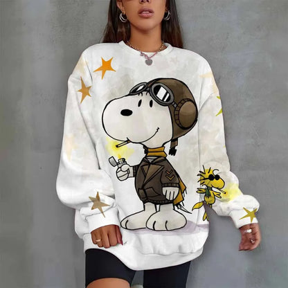 Women Oversized Hoodie O-Neck Snoopy Hoodie