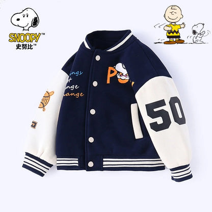 Snoopy cartoon cute student baseball jacket creative personality unisex children's autumn new style coat top gift wholesale