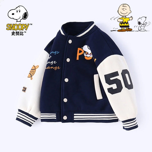 Snoopy cartoon cute student baseball jacket creative personality unisex children's autumn new style coat top gift wholesale