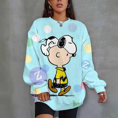Women Oversized Hoodie O-Neck Snoopy Hoodie