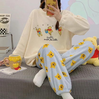 Peanuts Flannel Pajamas Coral Fleece Sleeves Snoopy Pyjama