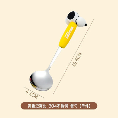 Anime Snoopy Spoon Fork Child Cartoon Snoopy Doll Fruit Fork Spoon Suit Girl Tableware Stainless Steel Student Spoon Fork