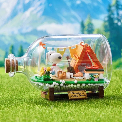Miniso Snoopy Building Blocks Drifting Bottle Series Desktop Ornaments Collection Model Splicing Children's Toys Birthday Gifts