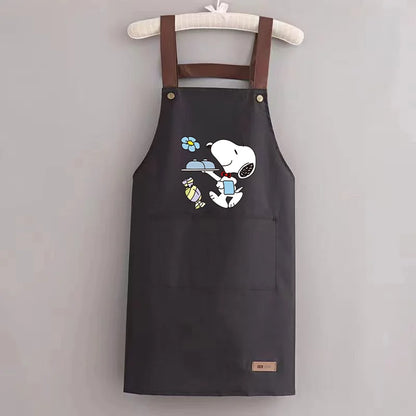 Snoopys Kitchen Apron Waterproof Ladies Men Home Apron Wipeable Oil Resistant Baking Barbecue Restaurant Cafe Aprons Kawaii Gift