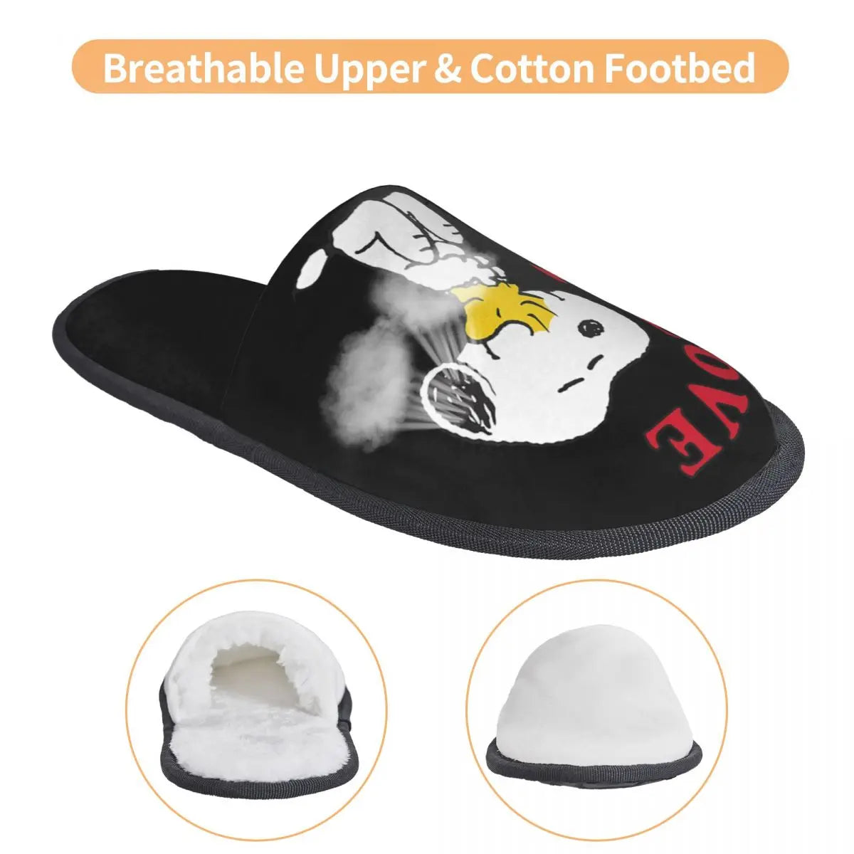 Custom Print Women Slippers Memory Foam Snoopy Shoes