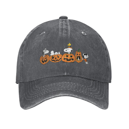 Black Halloween Pumpkin Washed Snoopy Hat