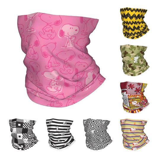 Custom Cute Cartoon Snoopy Bandana Neck Gaiter Printed  Balaclavas Mask Scarf Multifunctional Cycling Riding for Men Women Adult