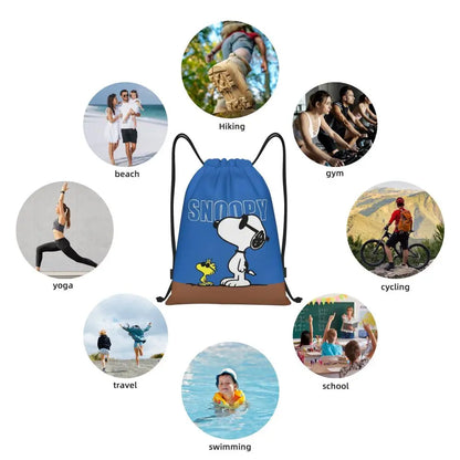 Snoopy Backpack Drawstring Sack Christmas Polyester