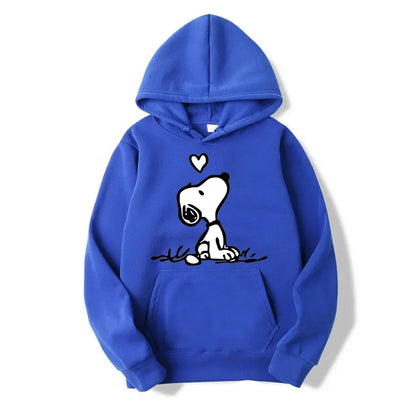 Unisex Fleece Hooded Sweatshirt Pullover Snoopy Hoodie