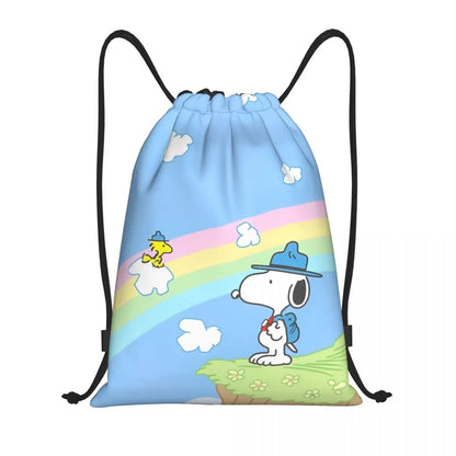 Snoopy Backpack Drawstring Sack Christmas Polyester