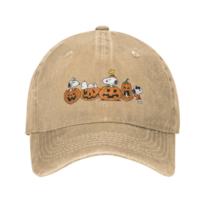 Black Halloween Pumpkin Washed Snoopy Hat